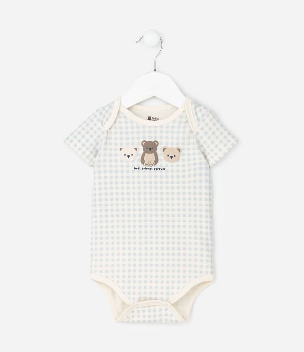 Body Infantil con Estampa de Vichy y Osos en Relieve – Talle RN a 18 Meses 2