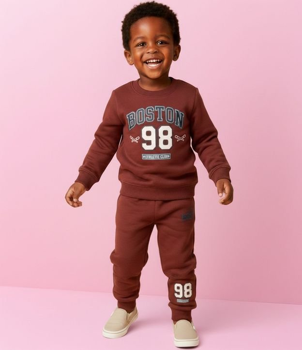 Conjunto Infantil en Algodón con Felpa Lettering – Talle 1 a 5/6 años