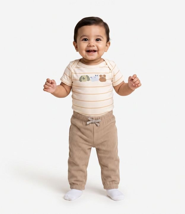 Pantalón Infantil Acanalada Cómodo – Talle 0 a 18 Meses