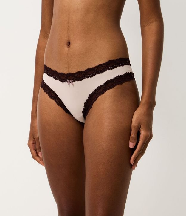 Kit 02 Bombachas Bikini Hilo con Encaje Contrastante 3