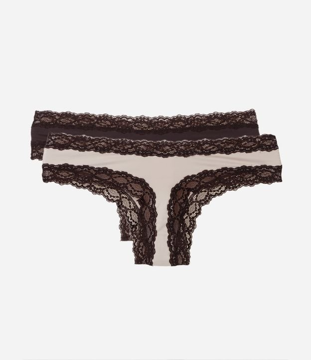Kit 02 Bombachas Bikini Hilo con Encaje Contrastante 2