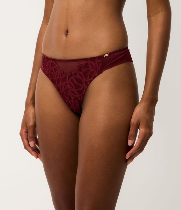 Bombacha Bikini Hilo Doble en Encaje con Textura Geométrica 2