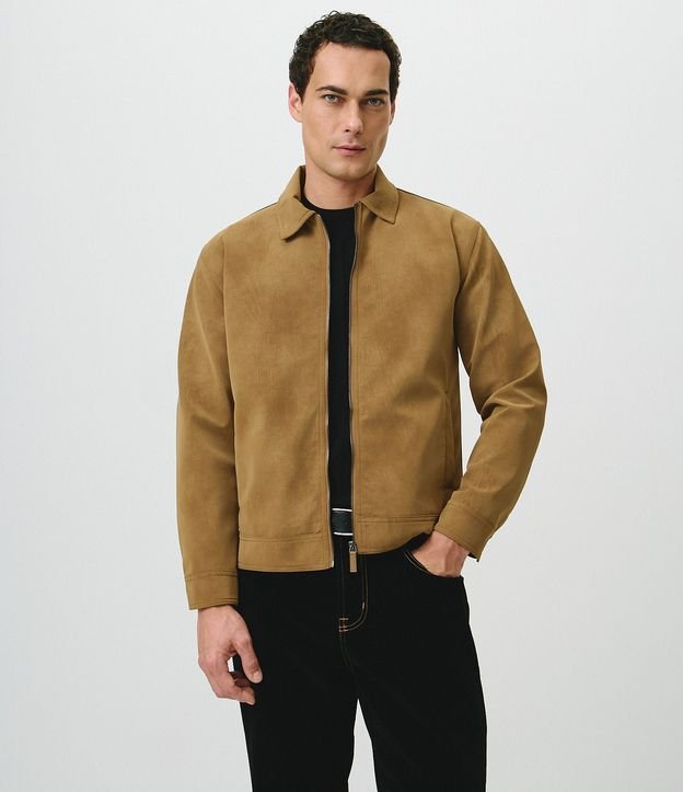 Campera Harrington en Gamuza con Cuello Inglés 1