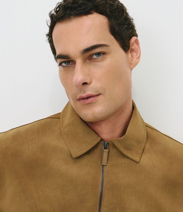 Campera Harrington en Gamuza con Cuello Inglés 2