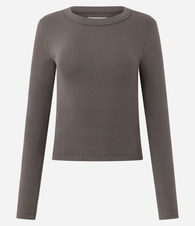 Blusa Básica Acanalada en Rib con Cuello Redondo 5