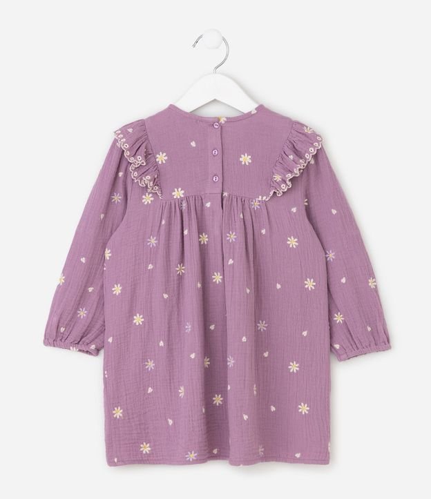 Vestido Infantil Texturizado con Volados Florales – Talle 1 a 6 años 3