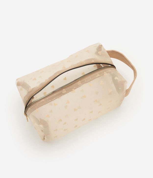 Neceser Rectangular Mediana con Estampado de Corazones 4