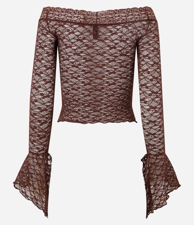 Blusa Manga Flare en Encaje con Escote Hombro a Hombro 7
