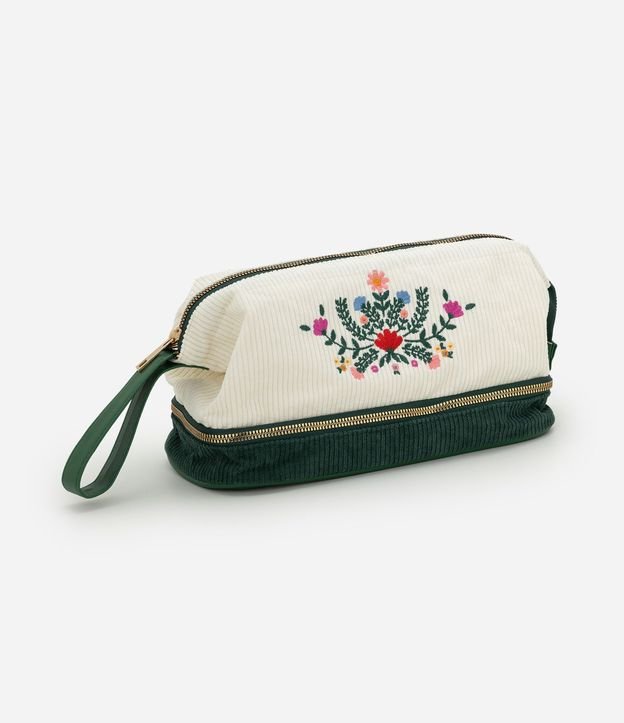 Neceser Trapecio en Terciopelo con Estampa Floral 1