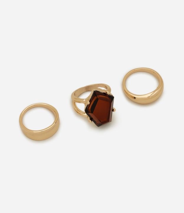 Kit 03 Anillos con Cristal Geométrico y Aros 2