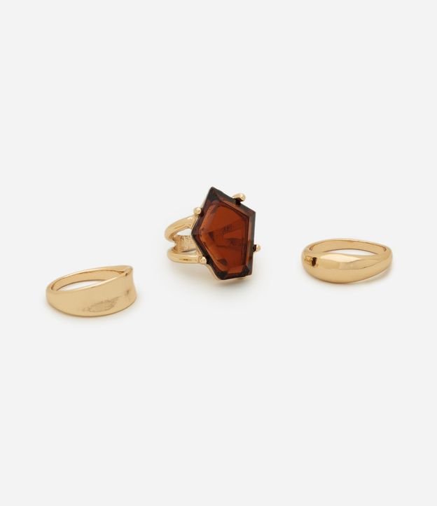 Kit 03 Anillos con Cristal Geométrico y Aros 3