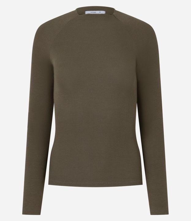 Blusa Básica en Viscosa con Cuello Alto y Sisa Raglán