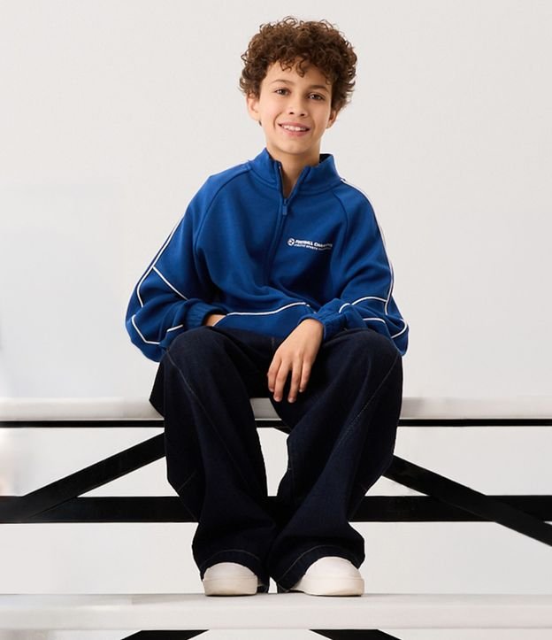 Campera Infantil con Cuello Alto y Rayas Contrastantes-Talle 5 a 16 años