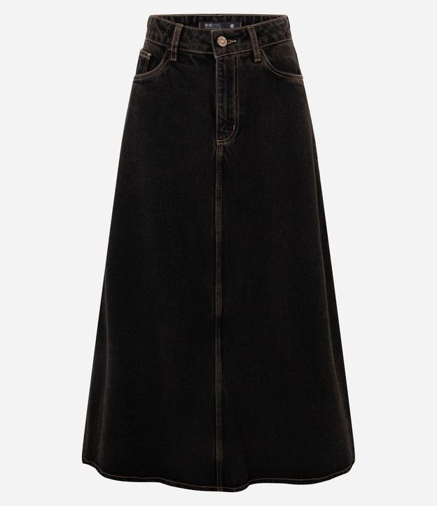 Pollera Midi en Jeans con Cintura Mediana 5