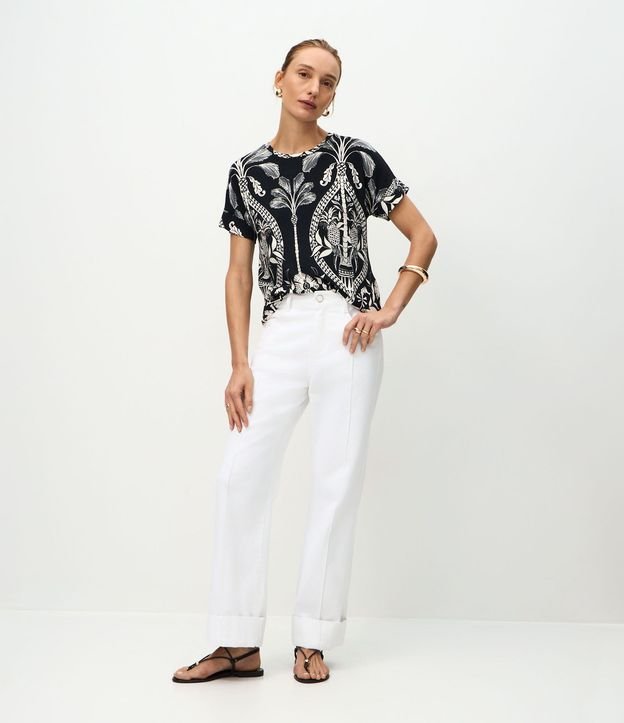 Blusa Manga Corta en Viscolycra con Estampa Tropical 2