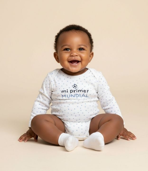 Body Infantil con Lettering Mi Primer Mundial – Talle 0 a 18 Meses