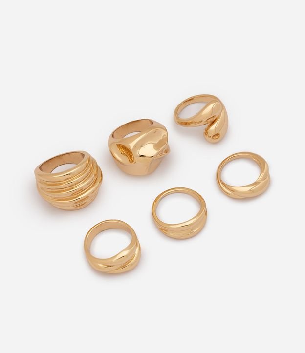 Kit 6x1 Anillo Metal Bold 5 Texturizados y 1 Gota Liso
