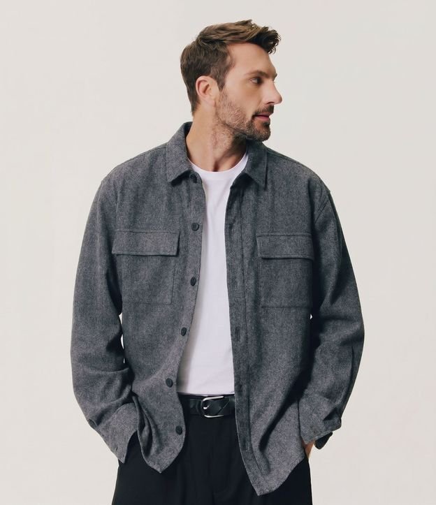 Camisa Overshirt Manga Larga en Polyvelour 2