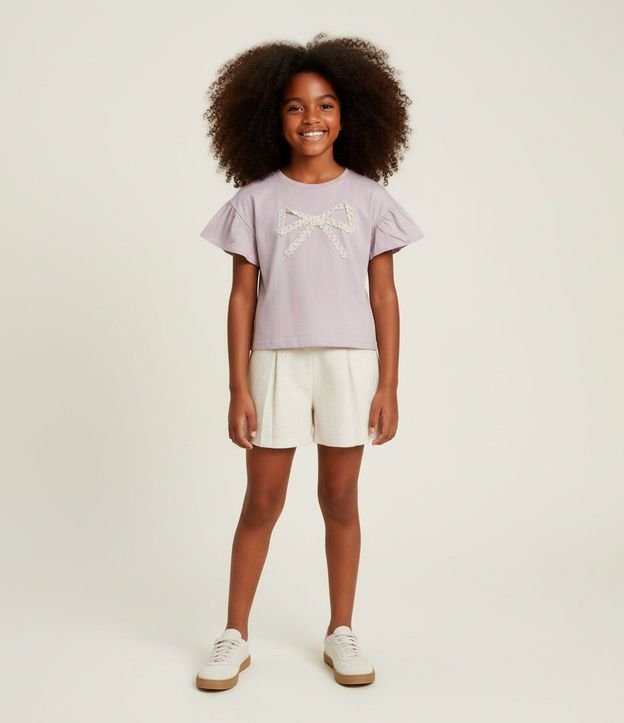 Blusa Infantil con Lazo Bordado en Encaje – Talle 5 a 14 años