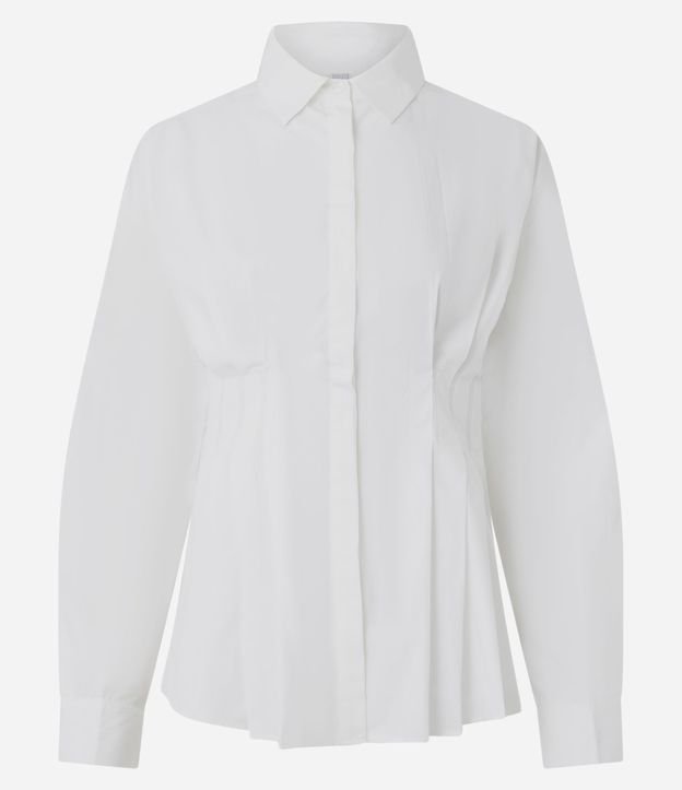 Camisa Acinturada con Pliegues en Tricolina 5