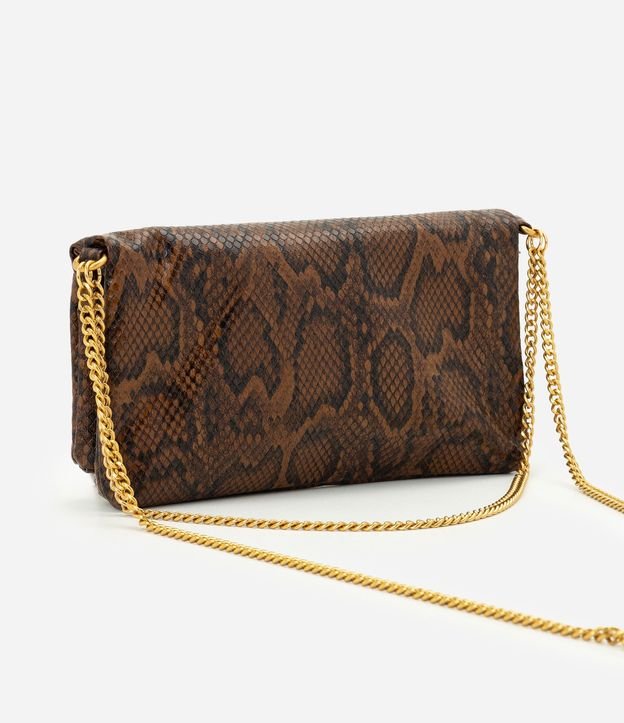 Cartera Femenina Mediana con Textura Animal print y Asa de Cadena 3