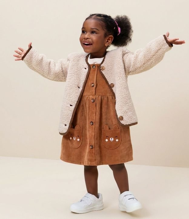 Chaqueta Infantil en Sherpa con Botones Delanteros – Talle 1 a 6 Años