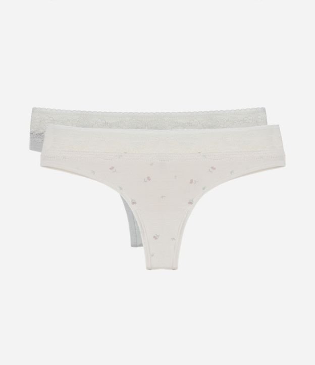 Kit 2x1 Bombacha Bikini Hilo Doble Floral con Cintura de Encaje