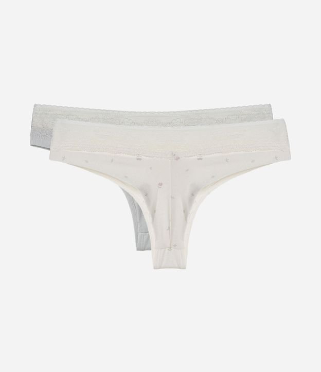 Kit 2x1 Bombacha Bikini Hilo Doble Floral con Cintura de Encaje 2