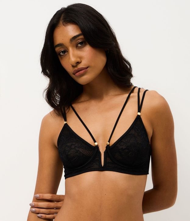 Soutien Media Taza de Encaje con Correas Dobles y Adornos 1