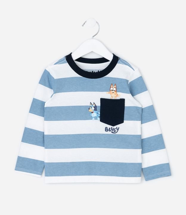 Remera Infantil Rayada con Estampa de Bluey en el Bolsillo – Talle 2 a 6 años 2
