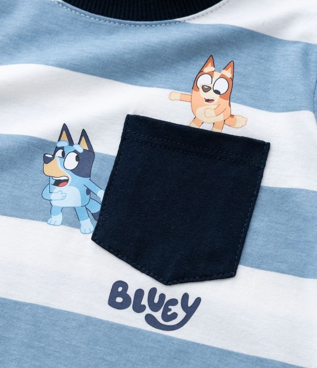 Remera Infantil Rayada con Estampa de Bluey en el Bolsillo – Talle 2 a 6 años 6