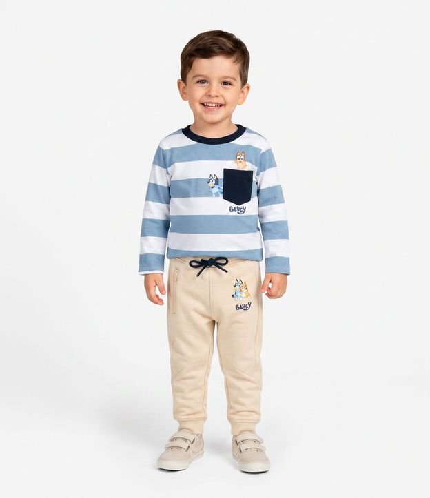 Remera Infantil Rayada con Estampa de Bluey en el Bolsillo – Talle 2 a 6 años 1