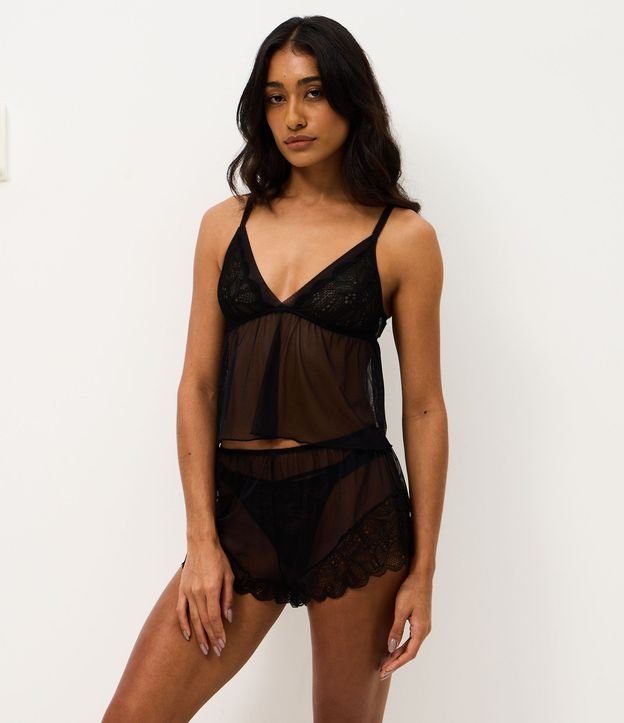 Pijama Short Doll en Tule con Detalles en Encaje 2
