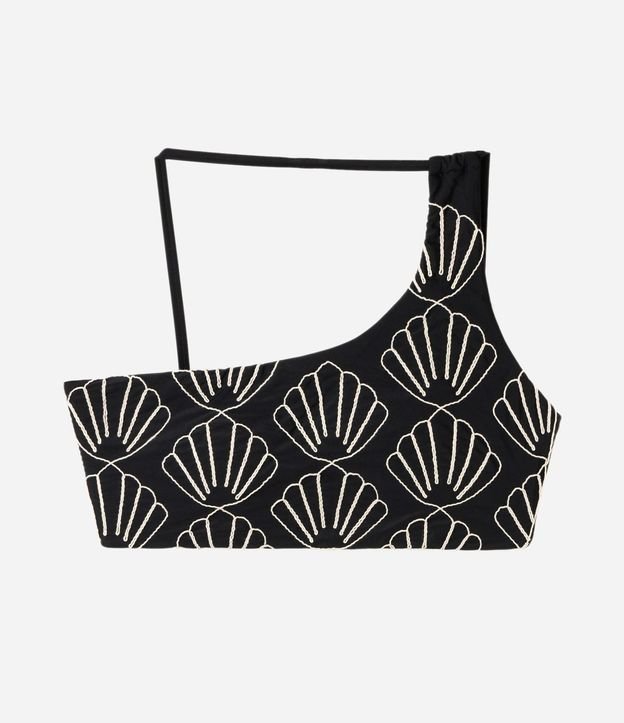 Bikini Top Hombro Único con Bordado de Caracolas 5