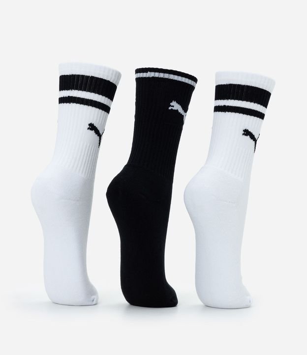 Kit 03 Medias Caña Larga en Algodón con Estampa de Puma 3