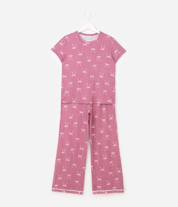 Pijama Infantil en Algodón con Estampa de Lacitos y Toque Suave - Talle 5 a 16 años