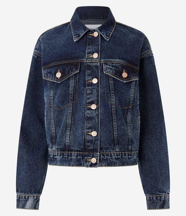 Campera Boxy en Jeans con Bolsillos y Recortes 5