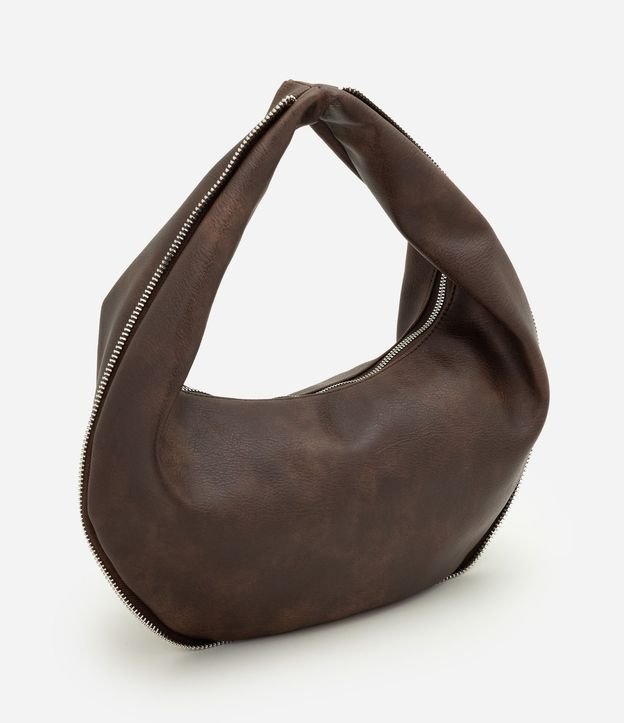 Bolsa Baguette Mediana en PU con Formato Curvo