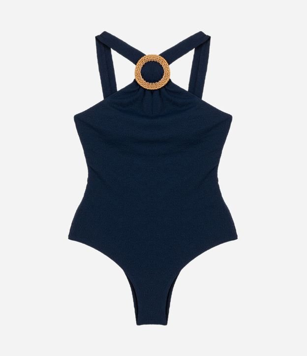 Malla Halter en Microfibra Texturizada con Adorno de Paja 5