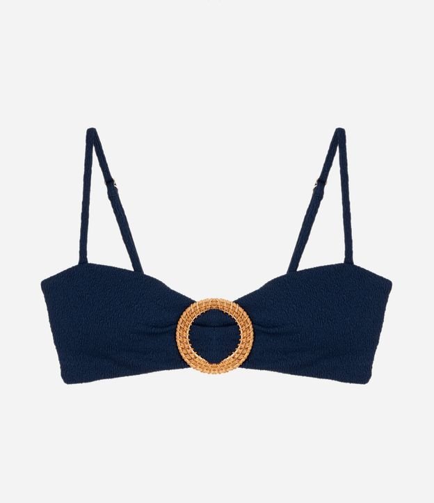 Bikini Top Bandeau en Microfibra Texturizada con Adorno de Paja 5