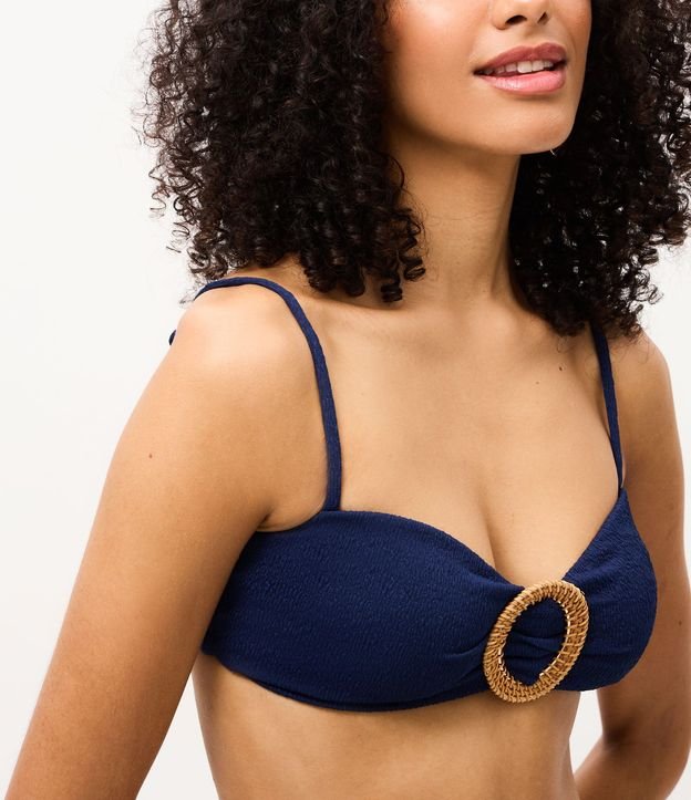Bikini Top Bandeau en Microfibra Texturizada con Adorno de Paja 3