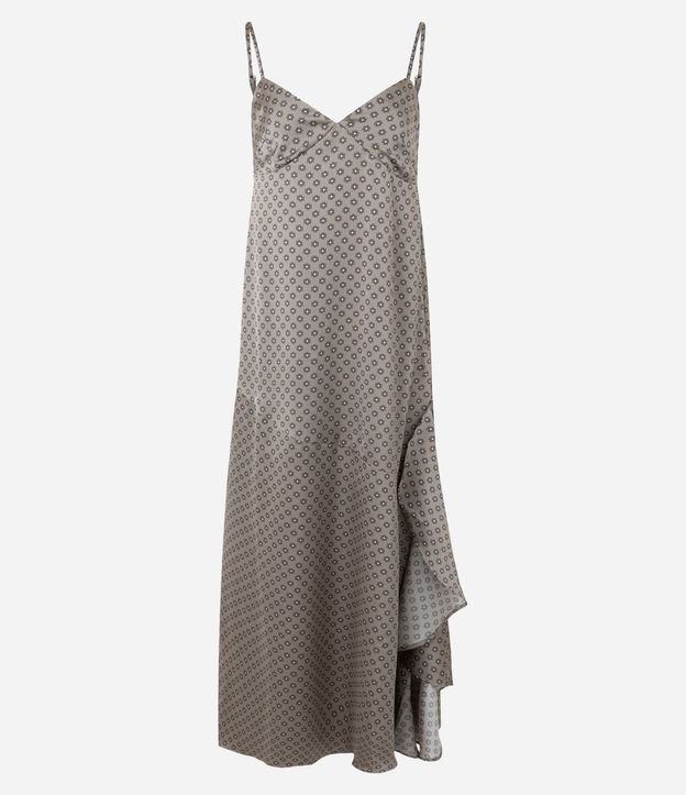Vestido Slip Satinado con Encaje Lateral y Volados 1