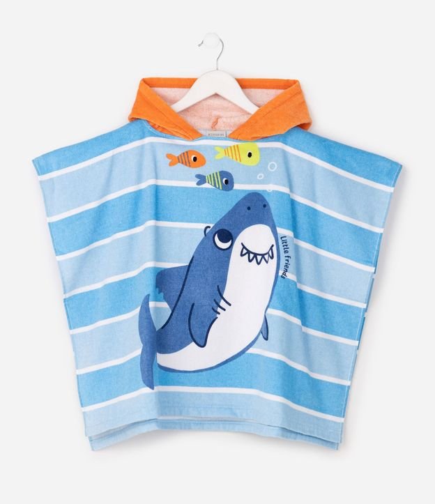 Poncho Infantil Atollado con Estampa de Fondo del Mar - Talle U
