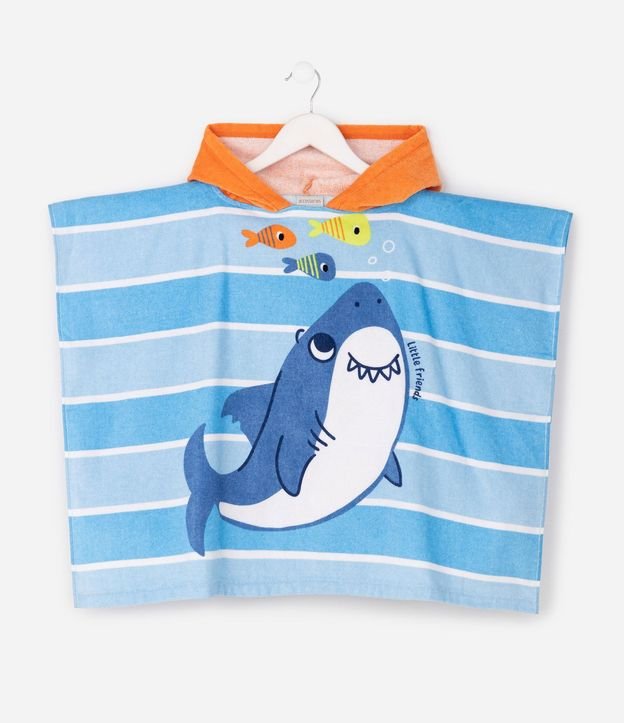 Poncho Infantil Atollado con Estampa de Fondo del Mar - Talle U 2
