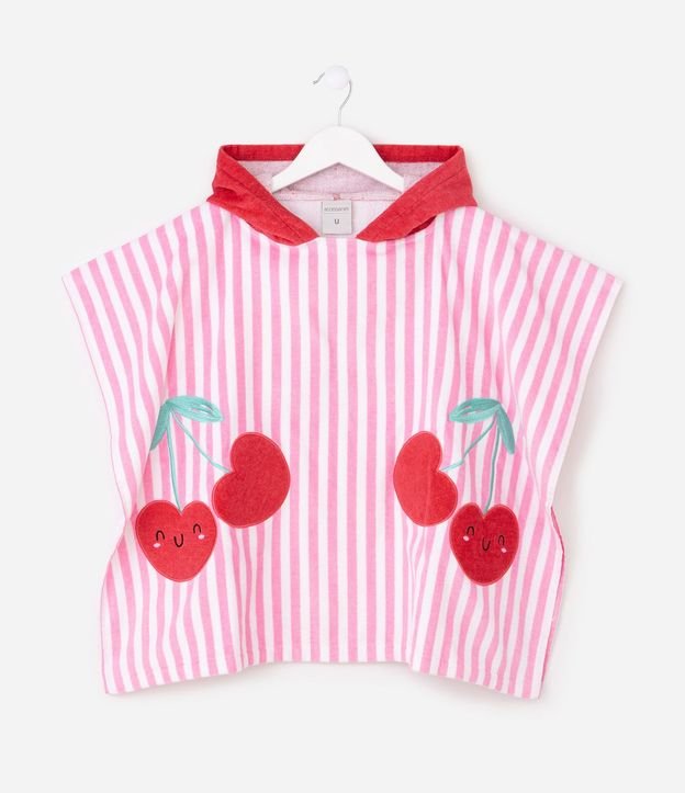 Poncho Infantil Atoallado y Listrado con Cerezas - Talle U 2