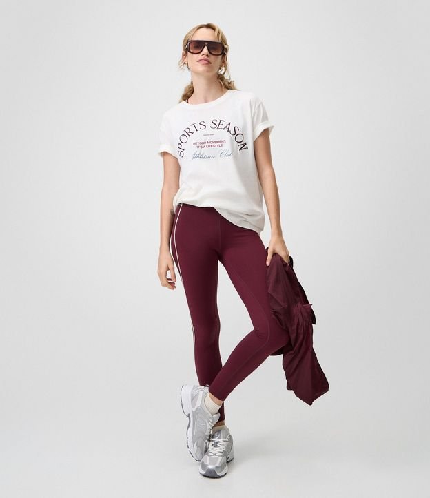 Pantalón Legging Deportiva en Microfibra con Friso Contrastante