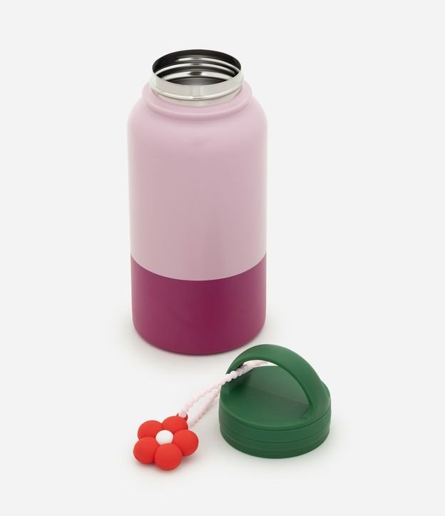 Botella en Metal con Asa y Decoración de Flor Delicada 3