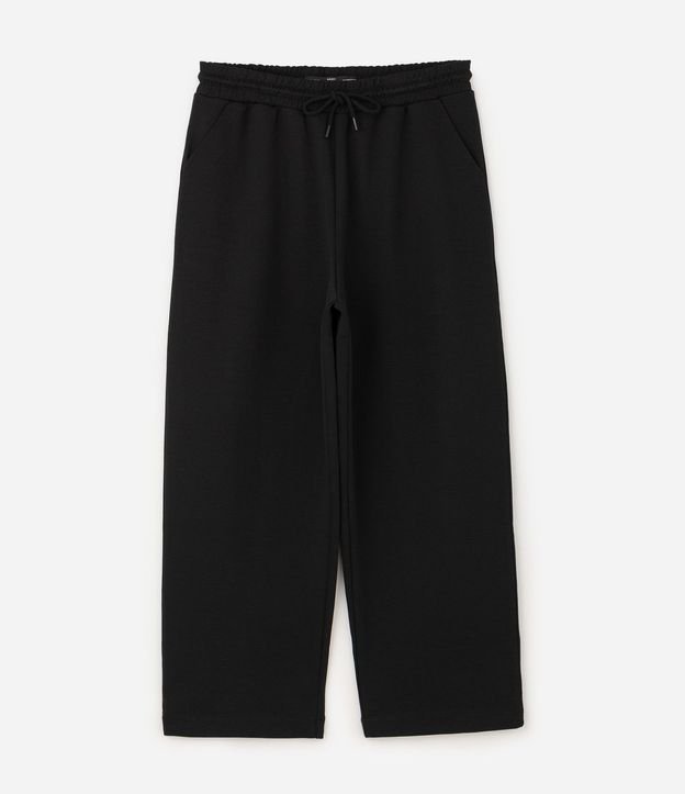 Pantalón Super Wide Leg en Algodón Interlock con Cordón
