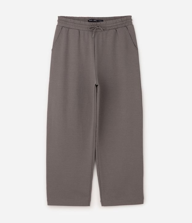 Pantalón Super Wide Leg en Algodón Interlock con Cordón