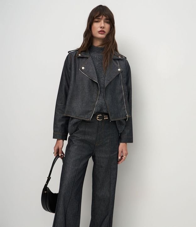 Pantalón Wide Leg en Jeans con Cintura Alta y Cintura Sastre 2